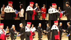 Laureci Konkursu Primus Inter Pares w w 2011 r. Medale wręcza Rektor prof. Andrzej Sobkowiak z Przewodniczącym Rady Fundacji p. Romanem Krzystyniakiem, fot. M.Misiakiewicz